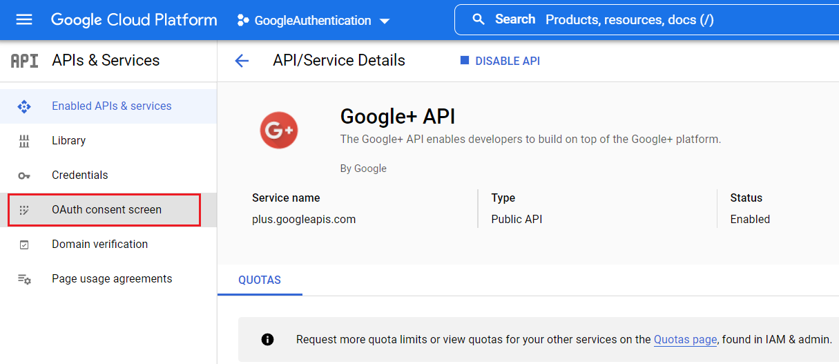 Navigate to OAuth Consent Screen