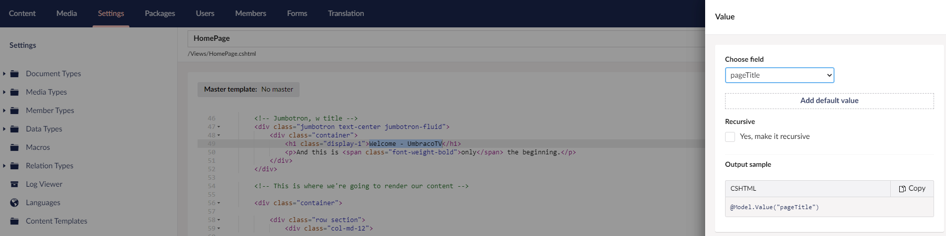 Umbraco Page Field