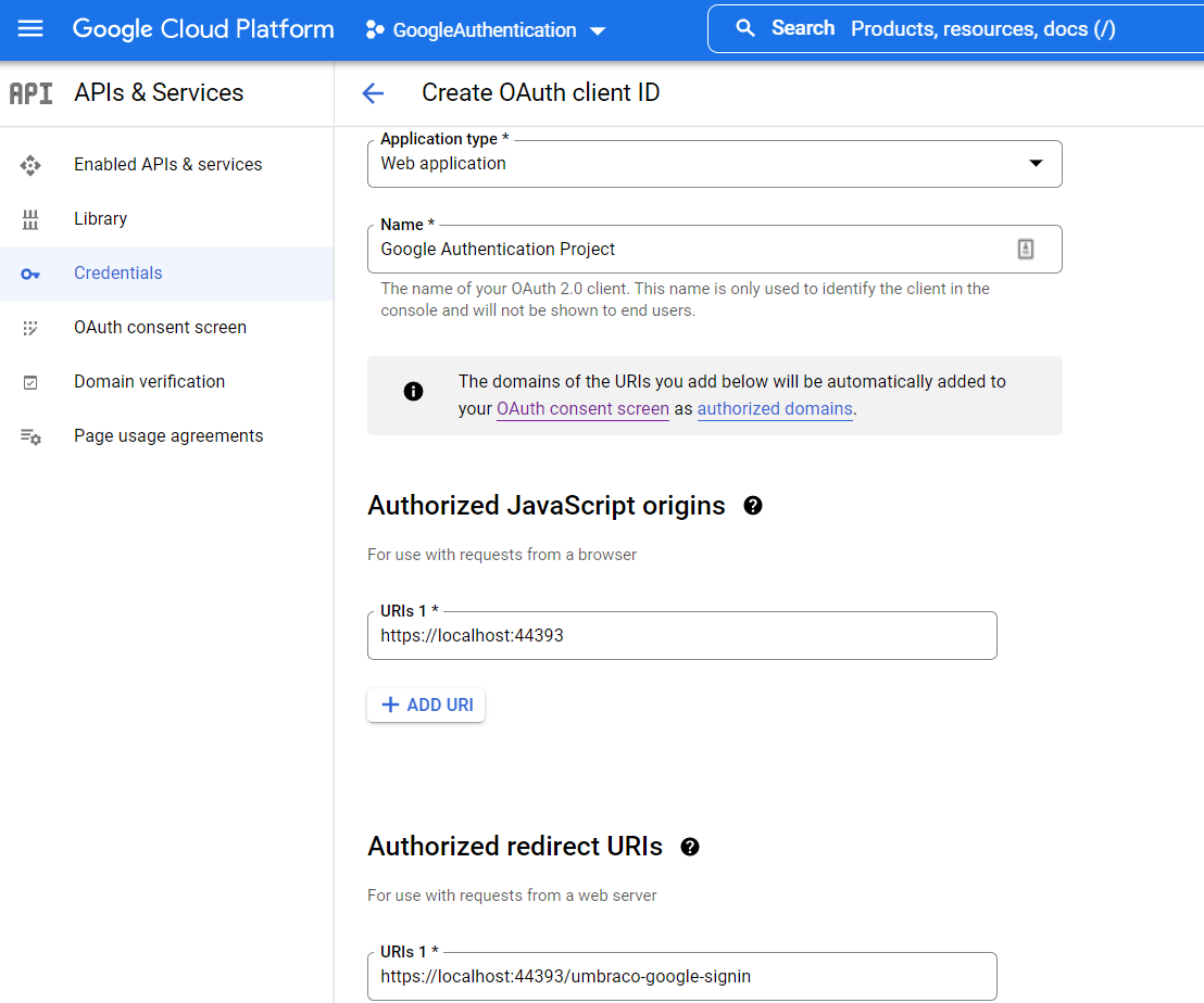 Credentials Details