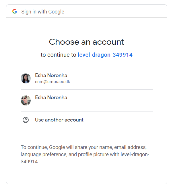 Choose Google Sign-in account