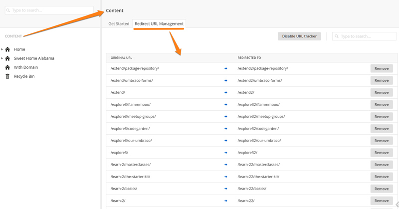 Redirect Url Management Dashboard
